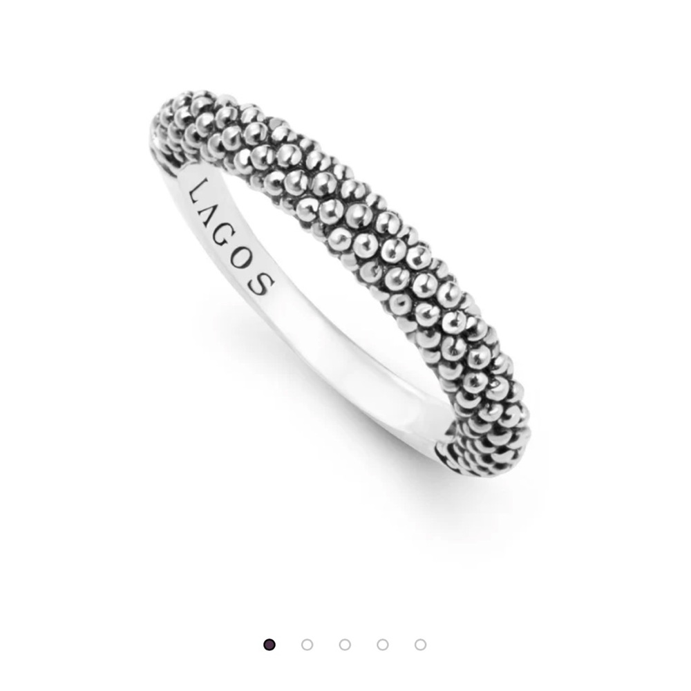 LAGOS Silver Dot-Textured Band Ring